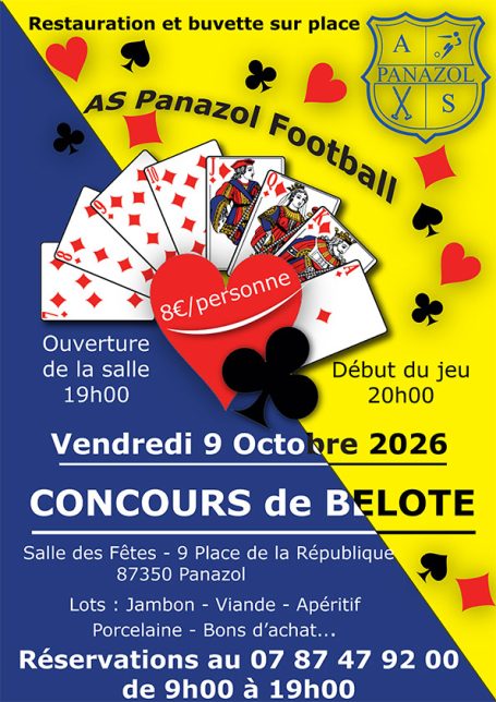 Concours de belote 09-10-2026 Concours de belote 09-10-2026